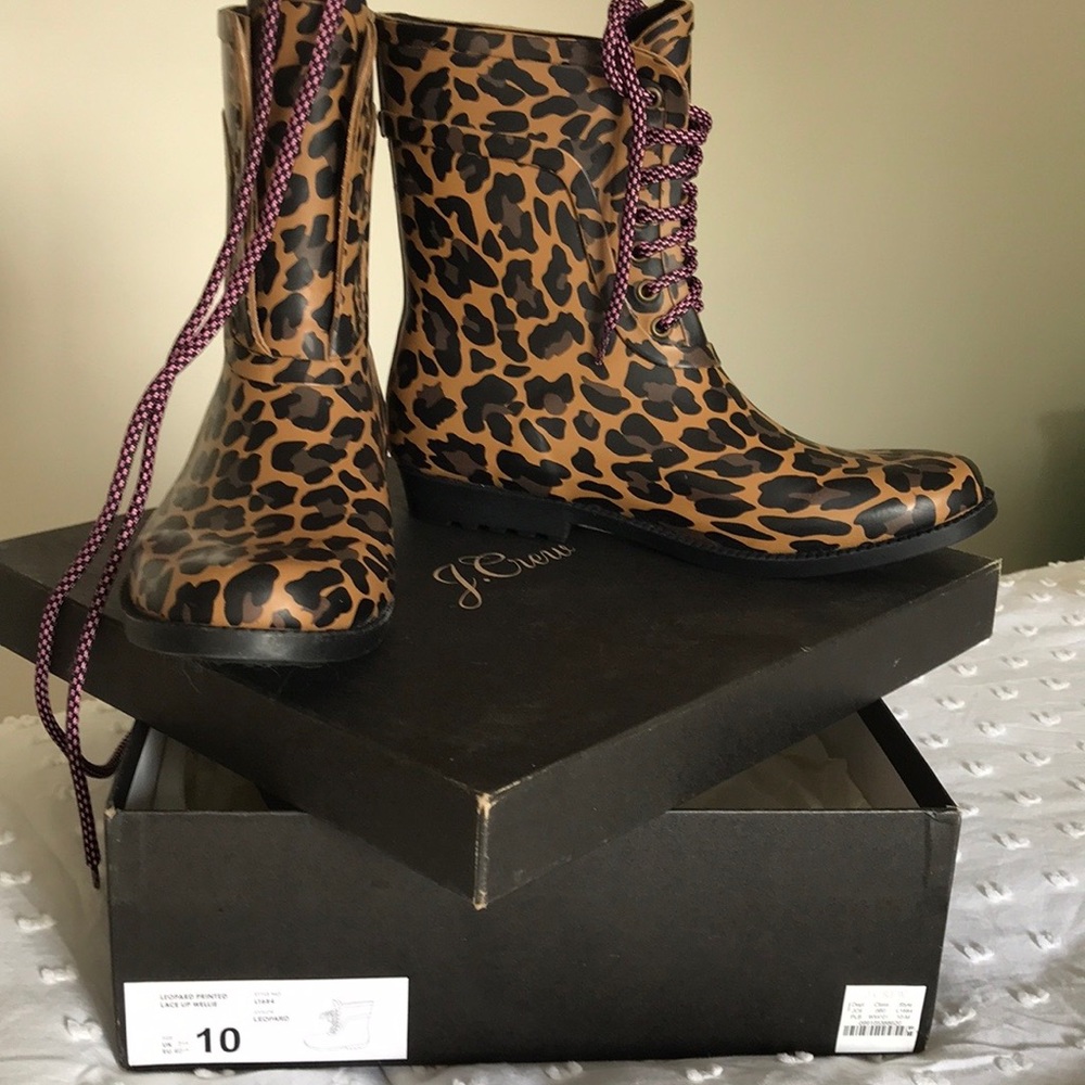 J.Crew Leopard Rain Boots - new in box